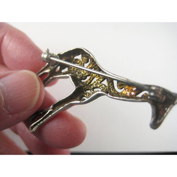 Vintage Jezlaine Sterling Silver 925 Giraffe Brooch Pin Ornate 1980s Filigree - Picture 5 of 9